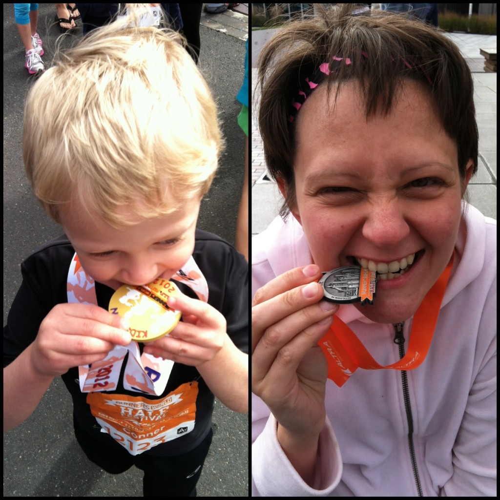 Runner's World Half festival, medal-biting