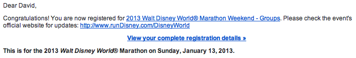 2013 Disney Marathon registration